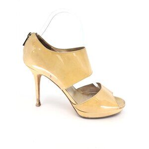 Jimmy Choo Vintage Yellow Cuff Open Toe Stiletto Heels Size 38.5 Retail $850